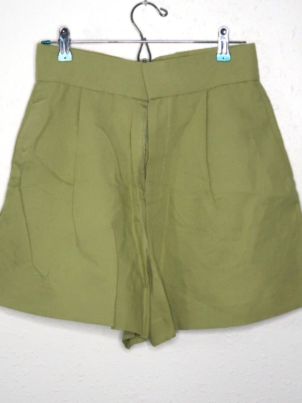 Zara Green Linen High Waisted Shorts